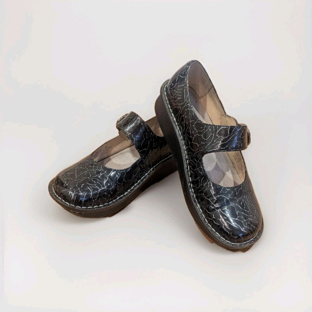 Dark Academia Black Etched Mary Jane Chunky Platform Alegria Paloma Shoes 38